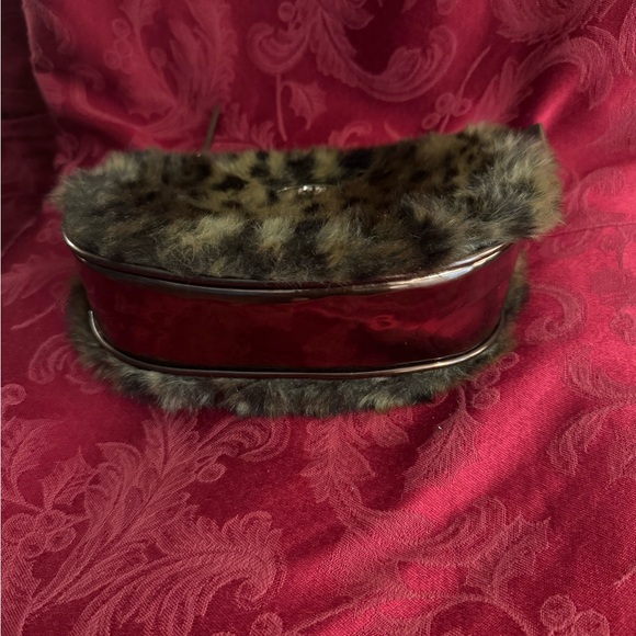 Sharif Brown Cheetah Satchel Handbag Faux Fur 9”x6” Good Condition - Picture 6 of 7